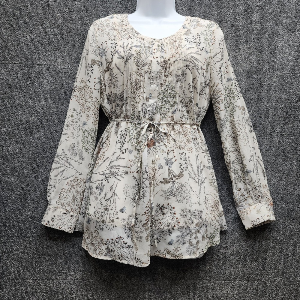 Motherhood Maternity Women's Botanical Floral Waist Boho Peasant Tunic Blouse S‎